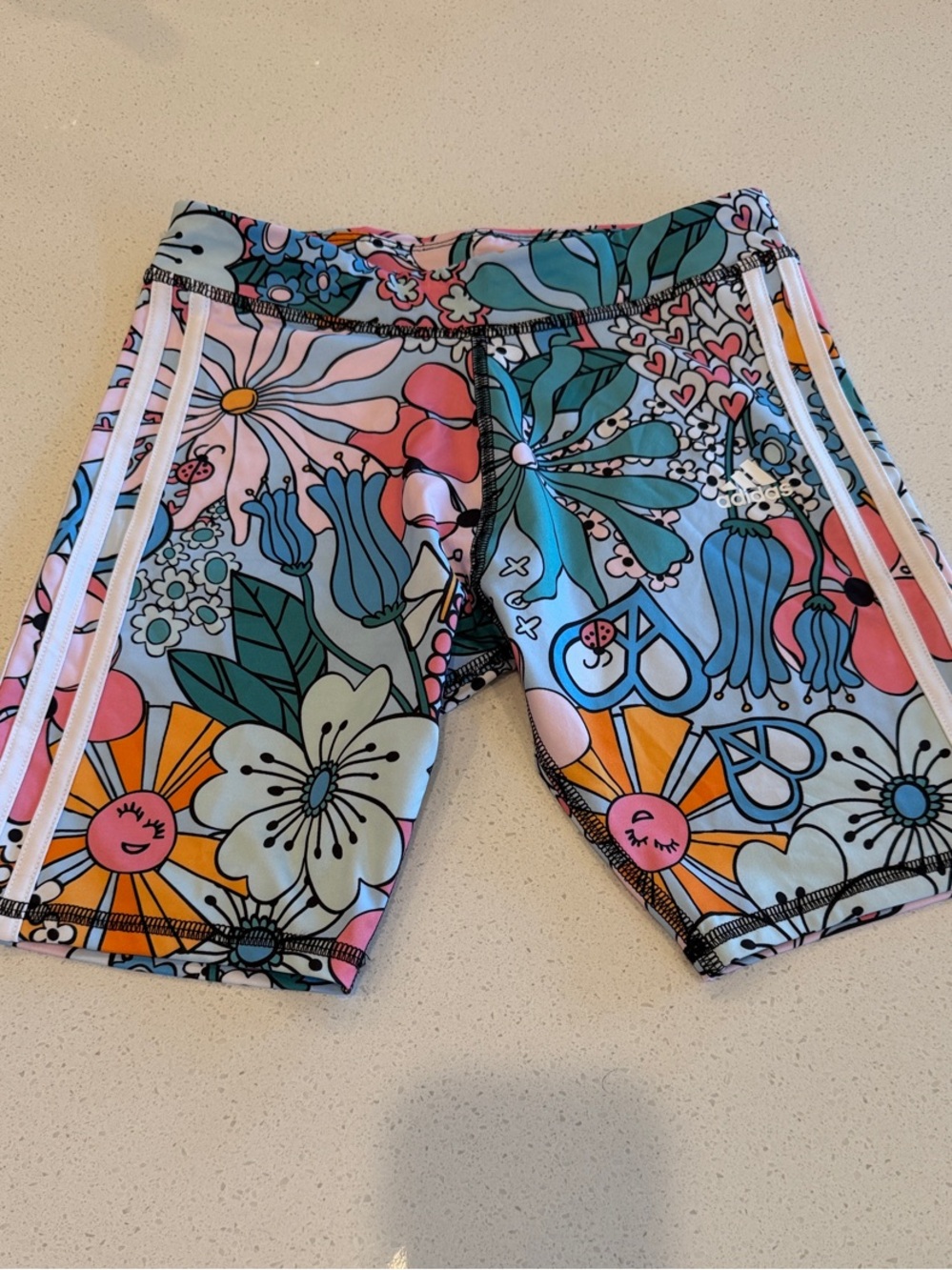 adidas Girls' Floral Shorts - Pink, Blue, Green, Orange, White